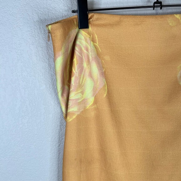 Miaou Moni Skirt Plus Size 3XL XXXL Orange Floral Print Side Slit‎ Pencil Midi - Picture 4 of 11